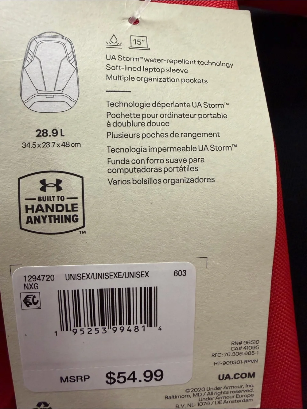 NWT Under Armour UA Hustle 3.0 Backpack (Red), One Size
